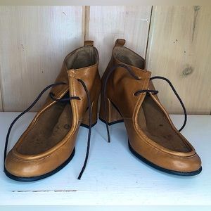 Anthropologie About Arianne Manila Brown Lace-Up Booties Size 37 (6.5 US)